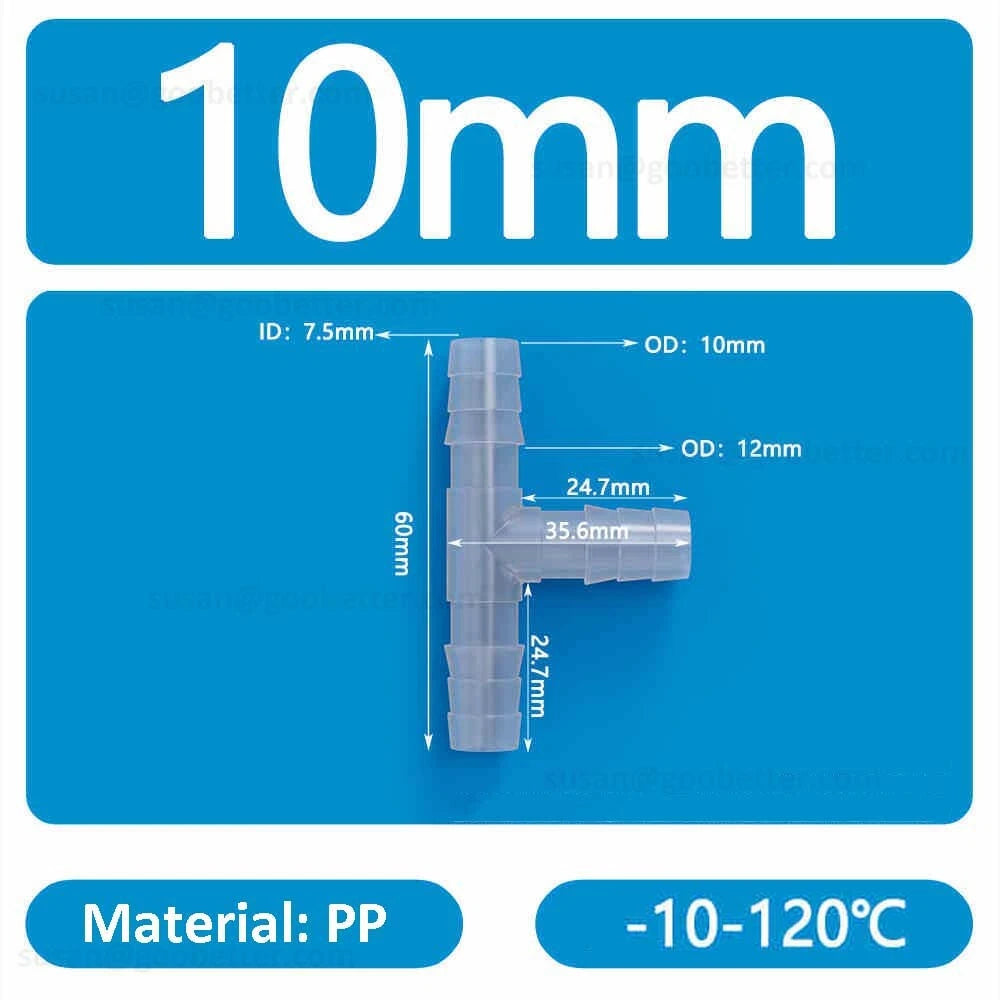 Plastic Barbed Hose Connectors — T-Piece, Elbow & Straight Fittings for Air & Water Lines