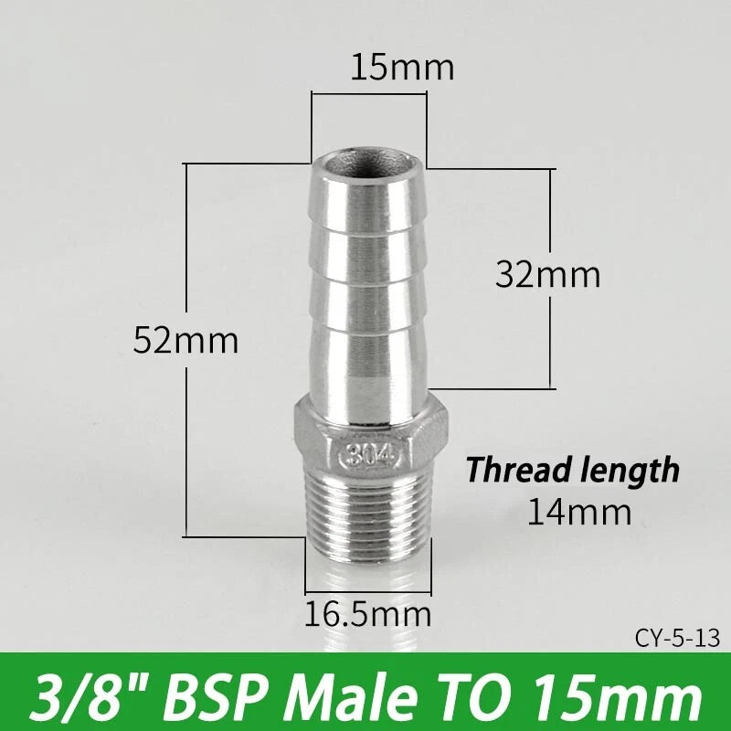 Stainless Steel Hosetails,Bsp Thread Hose Tail Barb Connector 1 8-1" Female Male