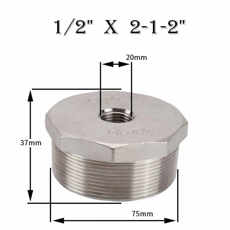 304 Stainless Steel Reducing Bush Adaptor | Male to Female NPT Pipe Fitting