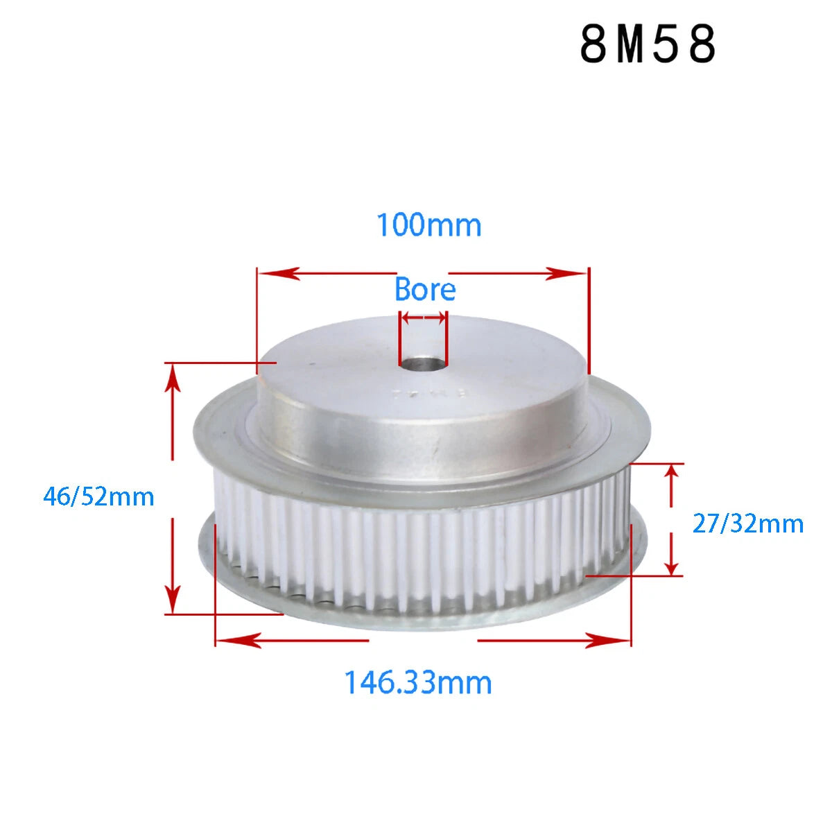 BF-type HTD8M 25mm-30mm Timing Belt Pulley 12 - 72 Tooth for CNC Step Motor