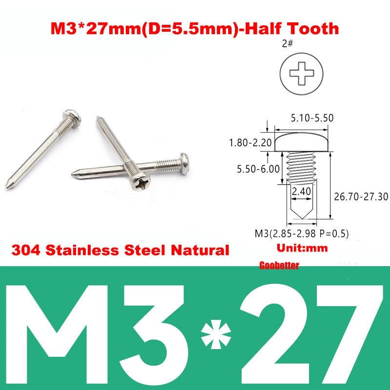 M3 Phillips Pan Head Machine Screws – 3mm to 43mm, Multiple Coatings (100–500 PCS)