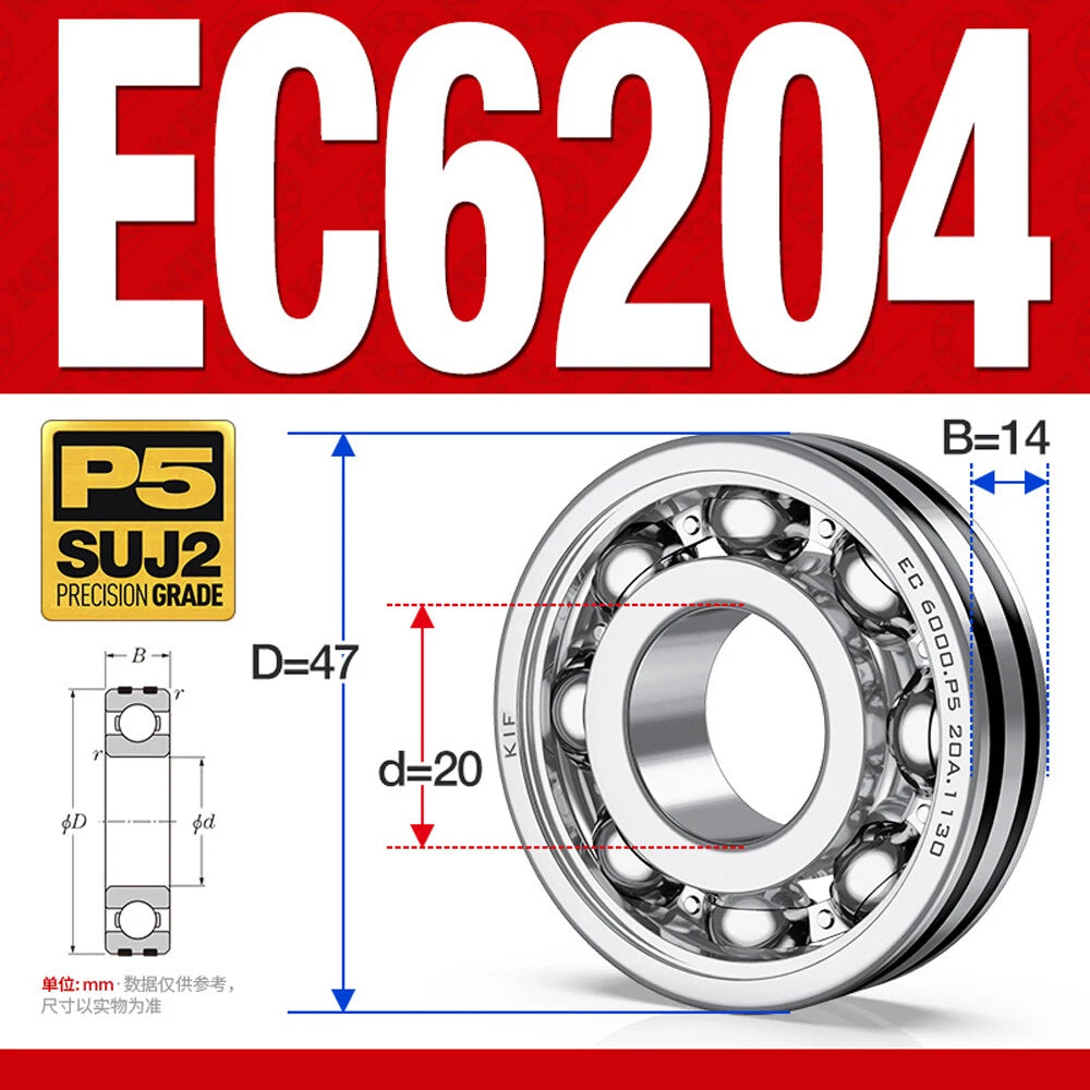 Non-Slip Ball Bearings EC6000/EC6200 Series High Speed Bearings 6000 6201~6206ZZ