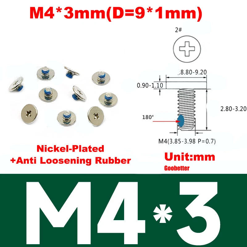 CM2/CM2.5/CM3/CM4 Ultra Thin Wafer Flat Head Phillips Screws – For Laptop & Computer Repair (M2–M4)