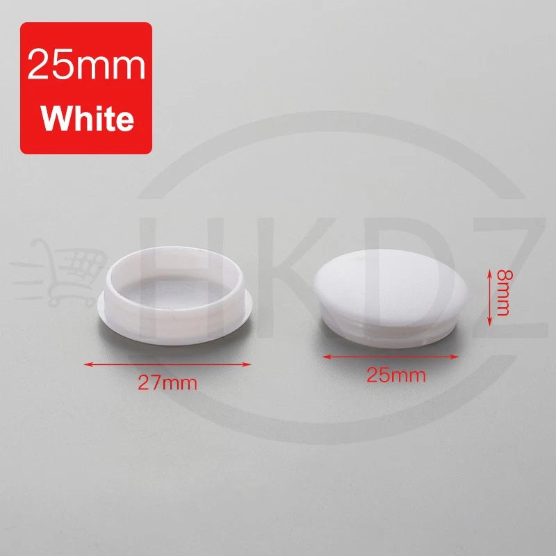 Plastic Screw Caps Covers – 5mm to 40mm Push-in Furniture Hole Plugs, Black, White and Brown