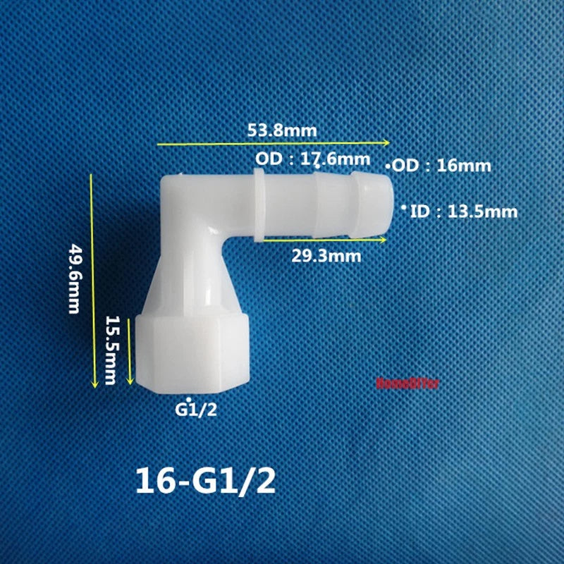 90° Elbow Plastic Female Thread Barbed Connectors Pipe Hose Water Reducer Joiner