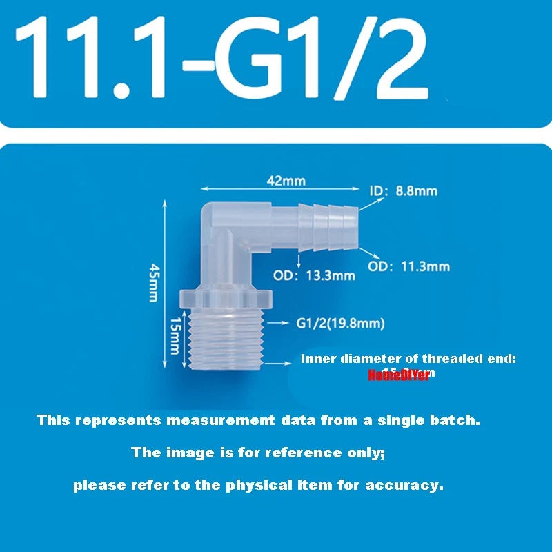 Male Thread Barbed 90° Elbow Hose Connector — Plastic Pipe Fitting with Washer