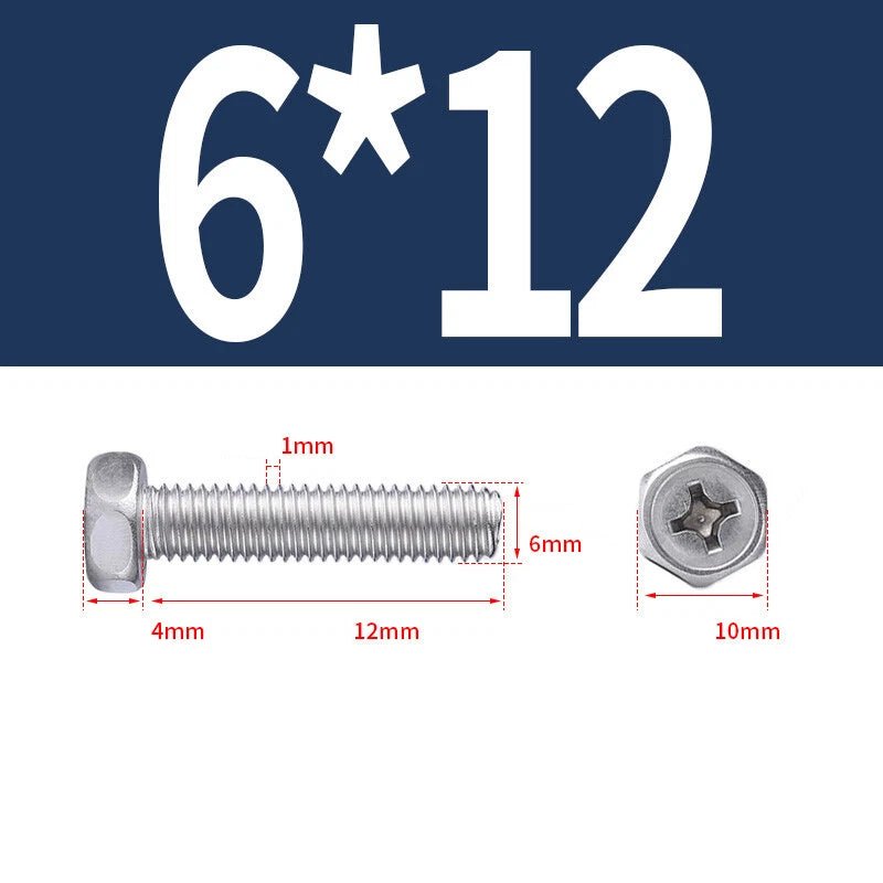 A2 Stainless Steel Hex Head Machine Screws – M3 M4 M5 M6 M8, Fully Threaded (304 Grade) - HomeDIYer