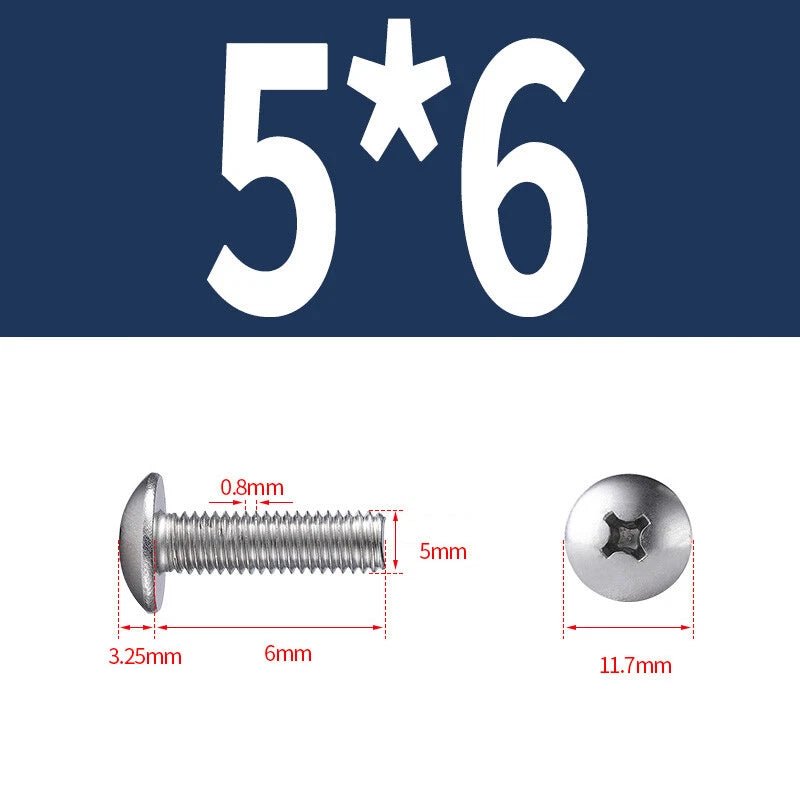 Phillips Button Head Machine Screws — Steel M2 M2.5 M3 M4 M5 M6 - HomeDIYer
