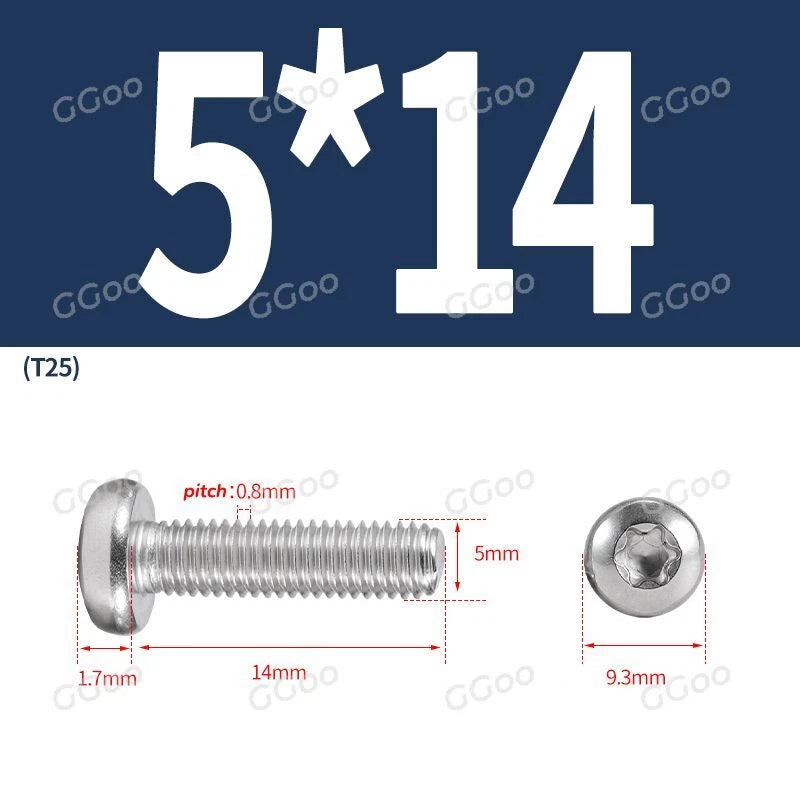 A2 Stainless Steel Torx Pan Head Machine Screws — M2 to M8, Six-Lobe Drive