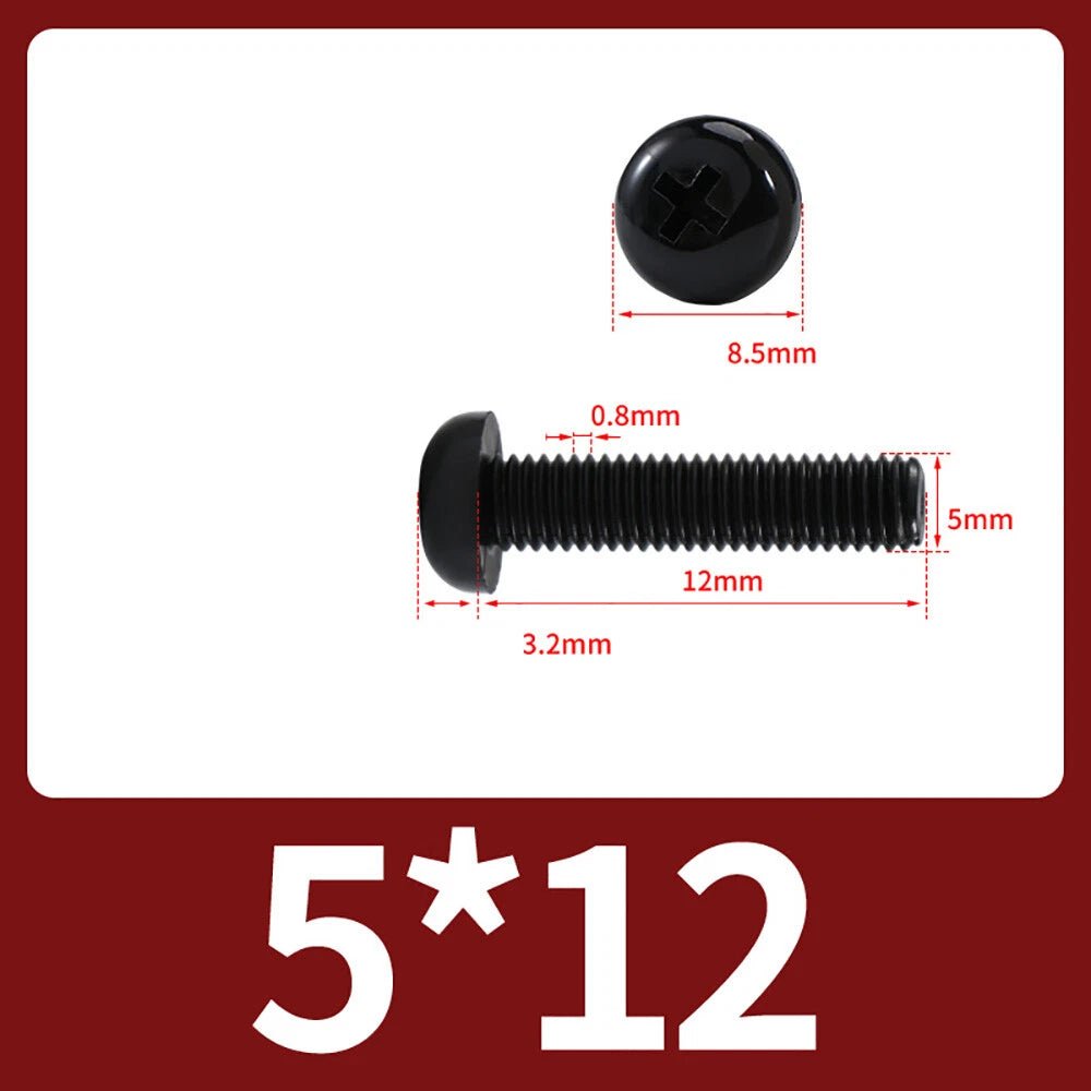 M5 M6 M8 Nylon Phillips Pan Head Machine Screws – Black & White - HomeDIYer