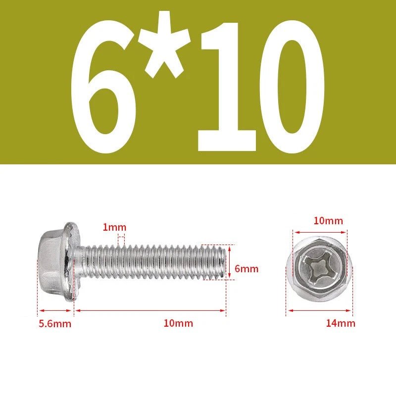 Phillips Hex Flange Screws 304 Stainless Steel M3–M8 | Dentate & Flat Flange - HomeDIYer