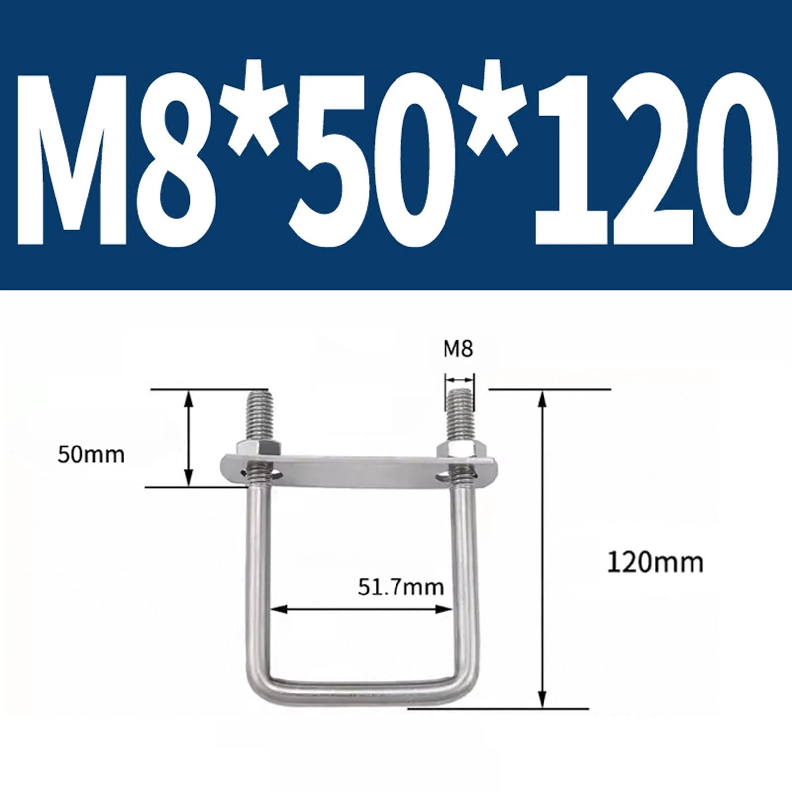 M6 M8 M10 M12 U Bolt Plates & Nuts Standard U-Bolts Stainless Steel 304 Trailer
