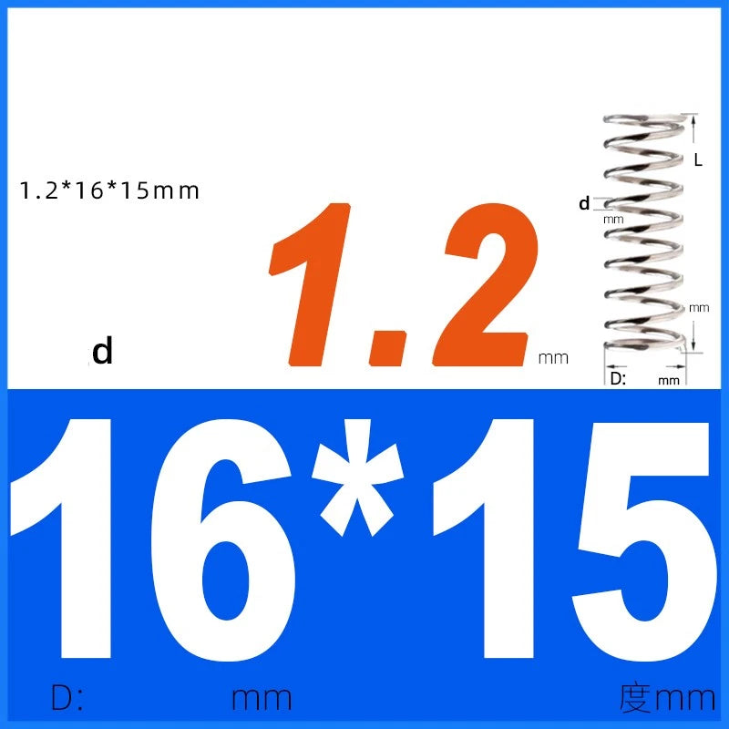 Compression Spring 1.2mm Wire Dia 14mm - 20mm OD Small Pressure Springs