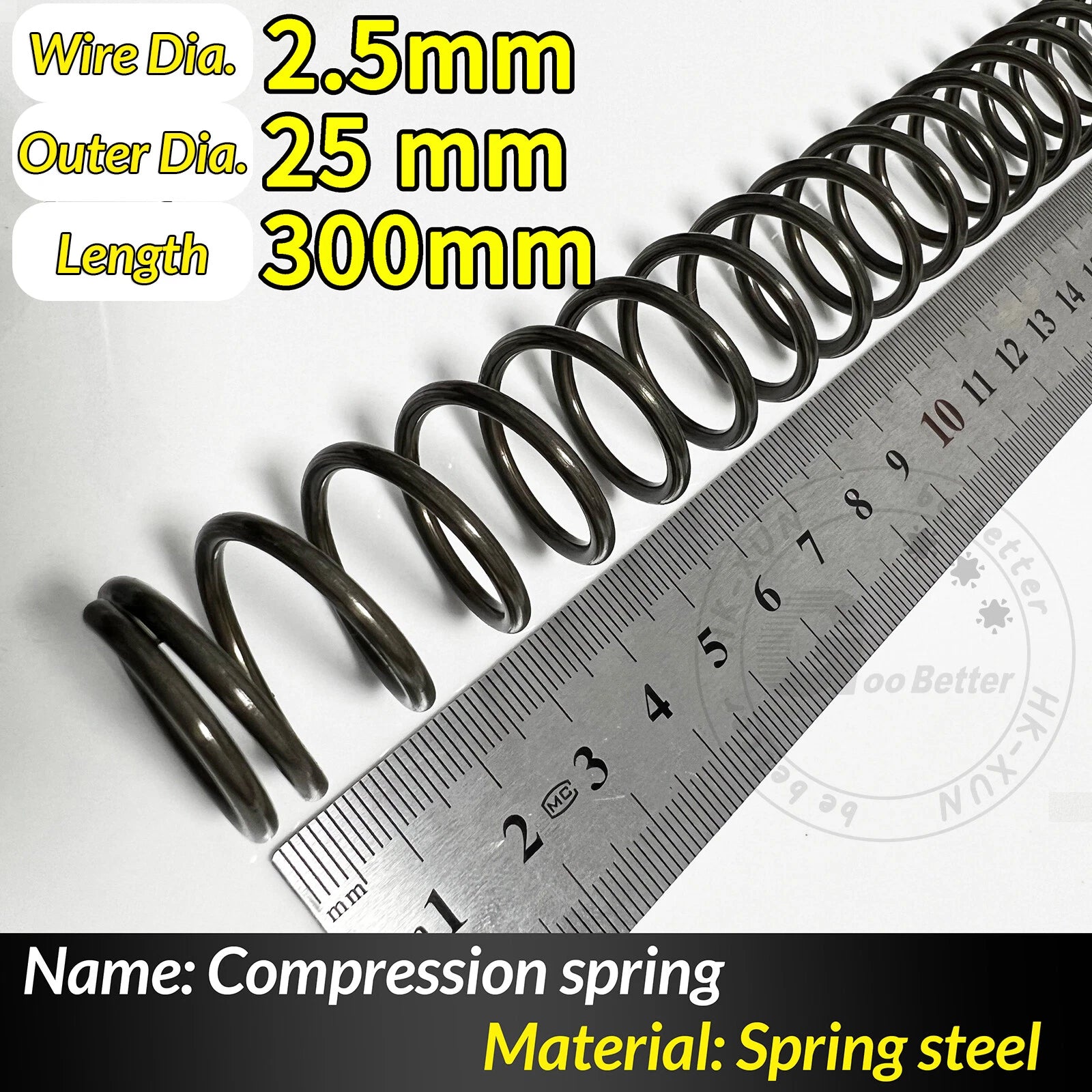 Compression Spring Pressure Springs, Wire Dia 2-3.5mm, OD 10-60mm, Length 300mm