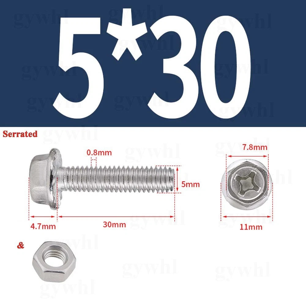 Phillips Hex Flange Bolts with Hex Nuts — Serrated & Smooth, M3–M8