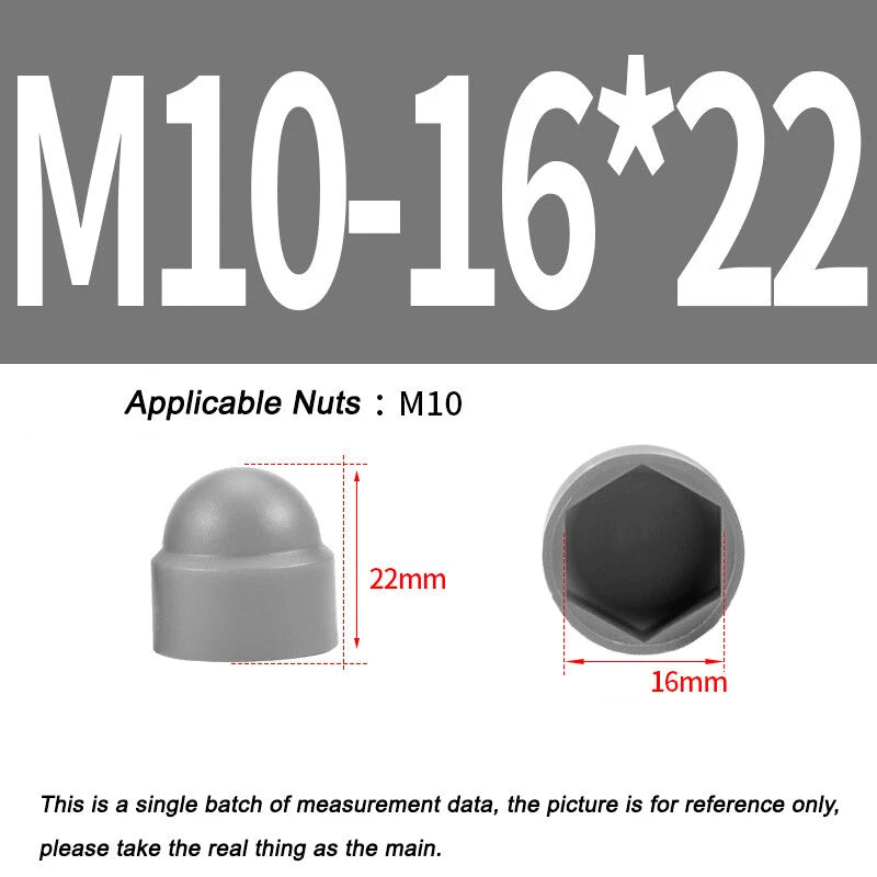 Hex Bolt & Nut Protection Caps – Plastic Hexagonal Screw Covers for M4 M5 M6 M8 M10 to M24 (PE, 5-100 Pack)