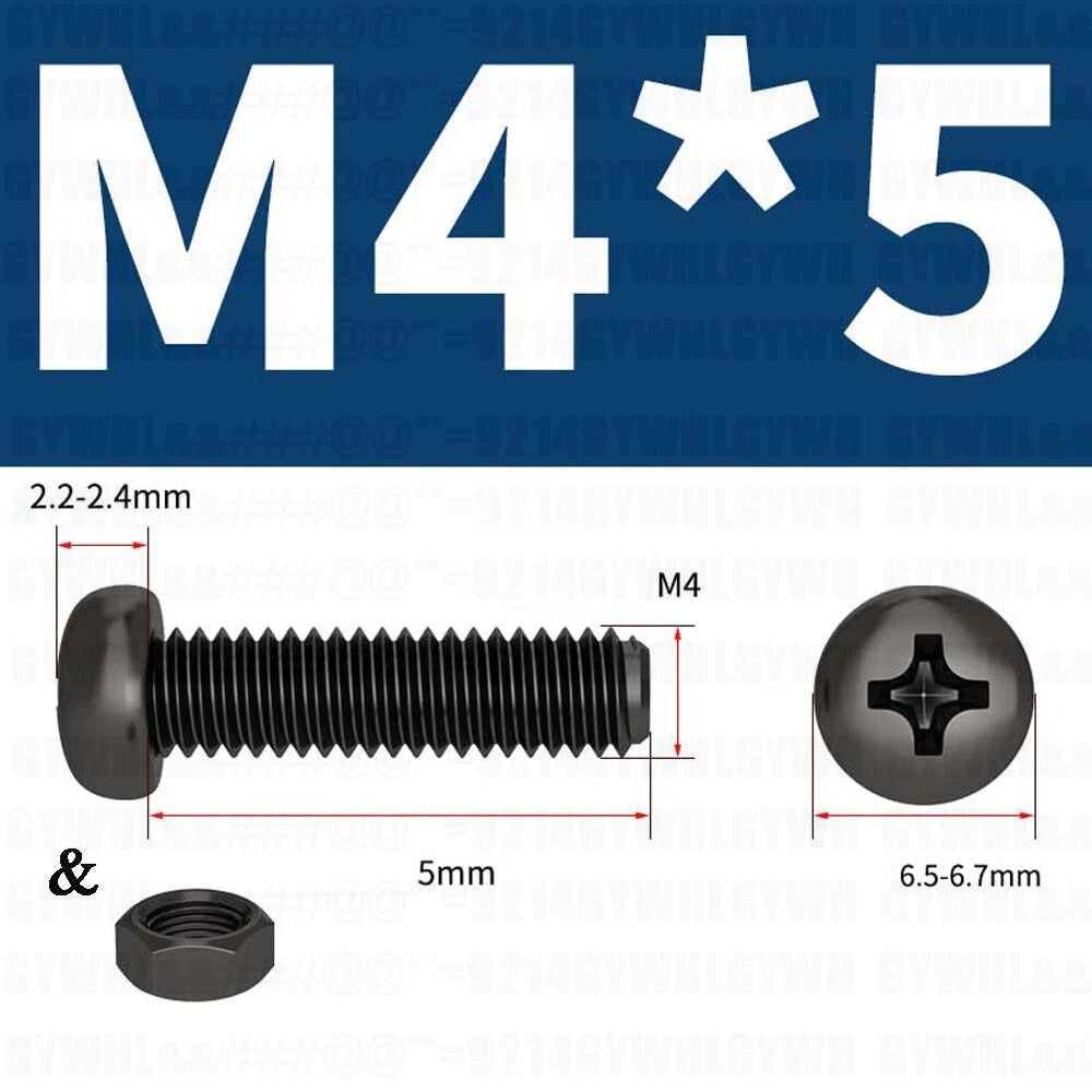 Black Pan Head Phillips Machine Screws + Hex Nuts Set – A2 Stainless Steel, M2 to M10