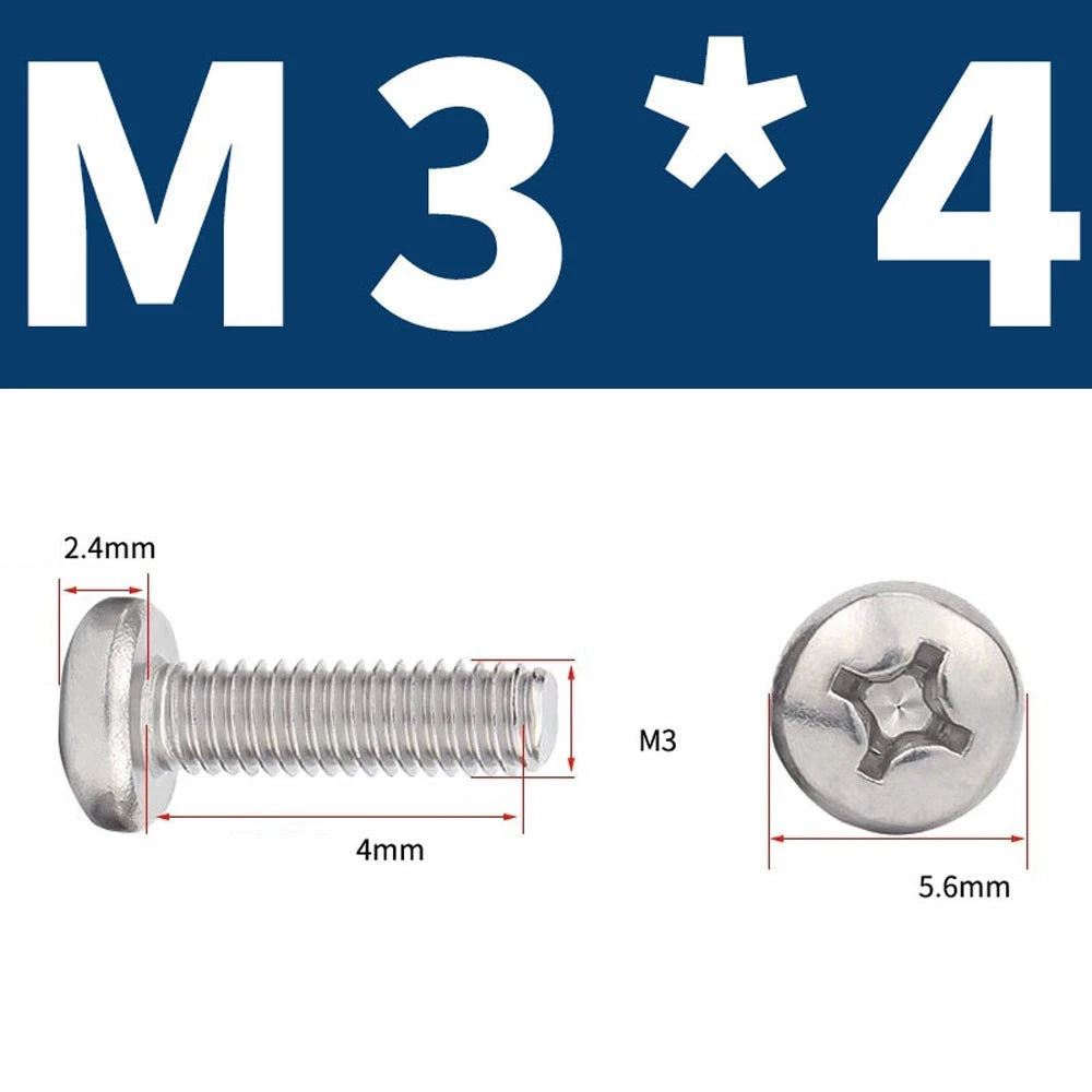 Phillips Pan Head Machine Screws — A4 Marine Grade Stainless Steel, DIN 7985 (M1.6–M10)