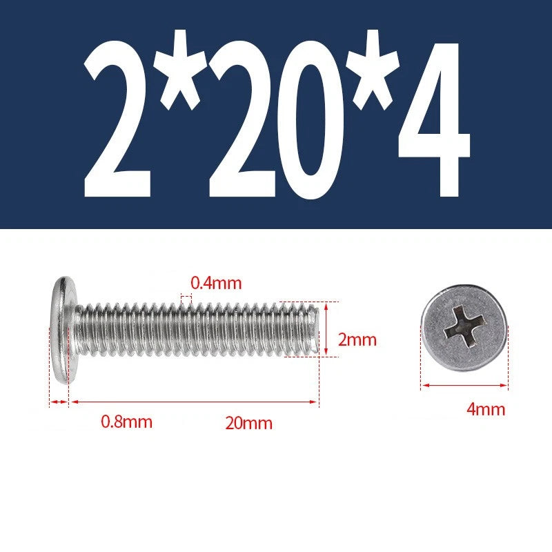 M1–M8 Ultra Thin Flat Head Phillips Machine Screws – A2 Stainless Steel, Fully Threaded