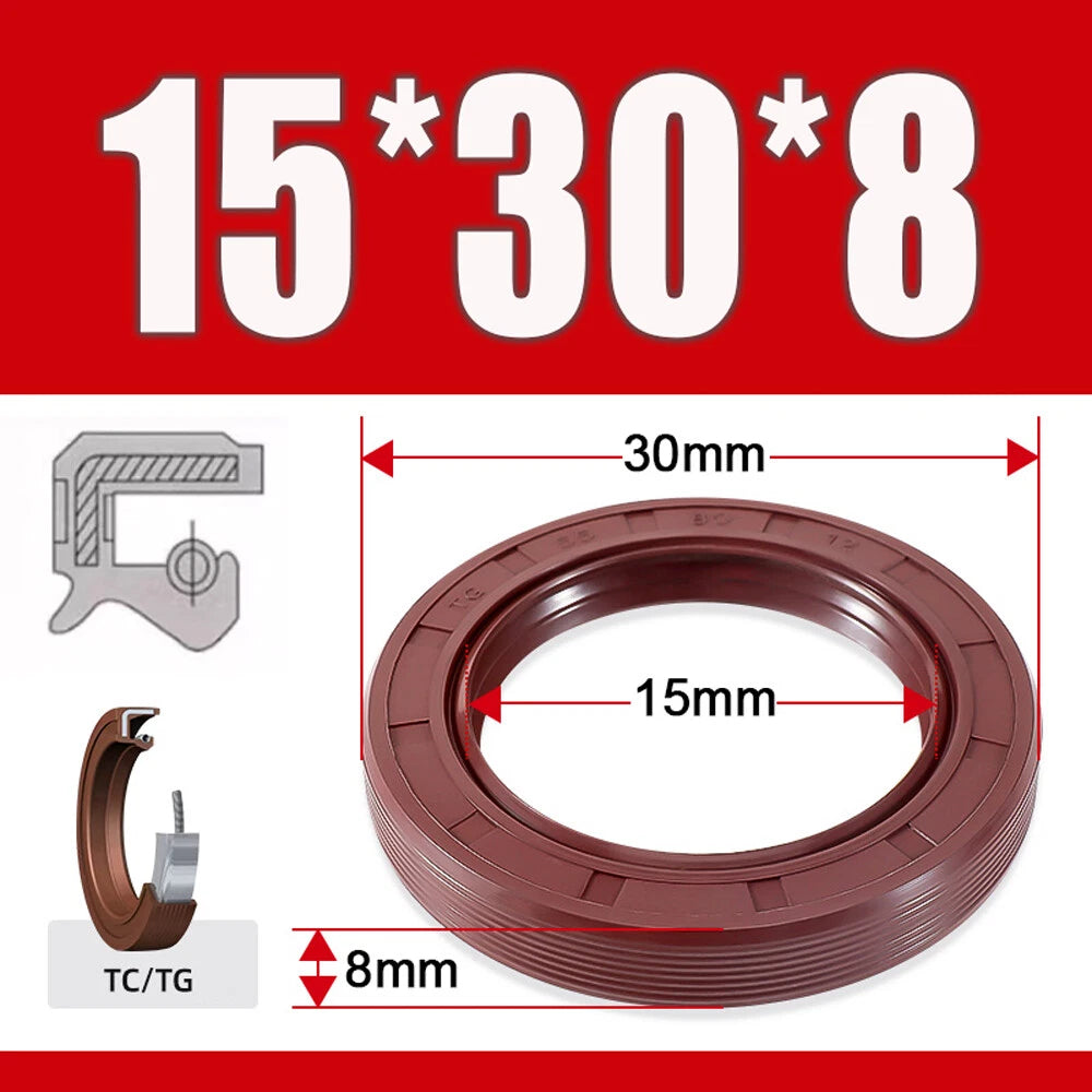 Metric TC Oil Seal FKM Dual Lip Rotary Shaft Seal 8mm–40mm Bore