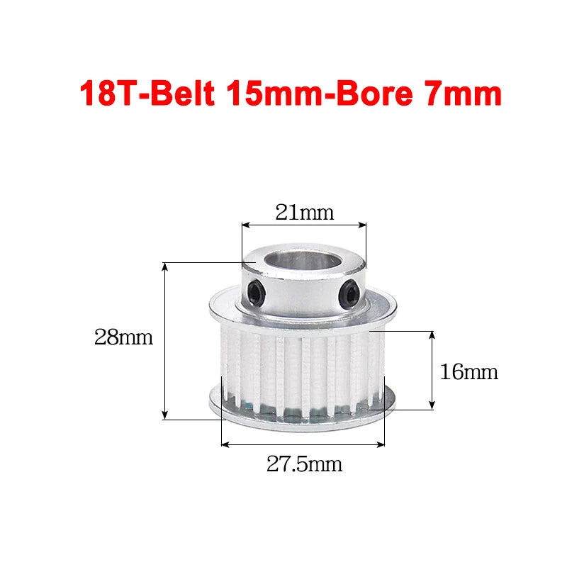 5M Timing Belt Pulley 10T 12T 14T 15T 16T 18T Bore 5mm-12mm for 15mm Width Belt