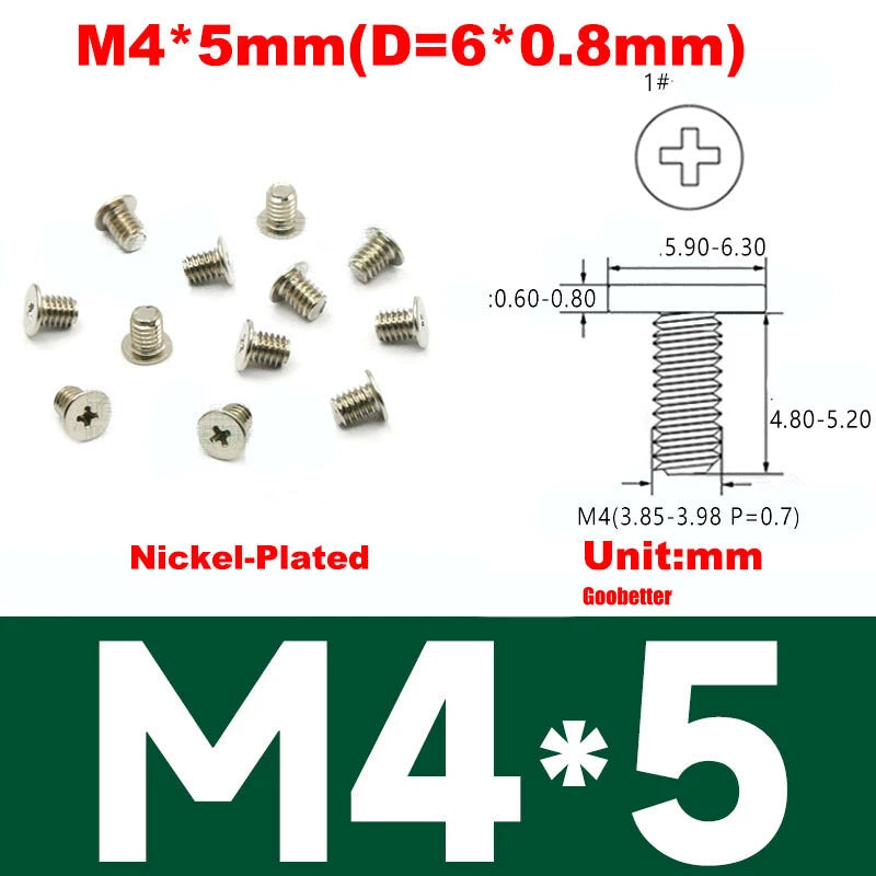 CM2/CM2.5/CM3/CM4 Ultra Thin Wafer Flat Head Phillips Screws – For Laptop & Computer Repair (M2–M4)