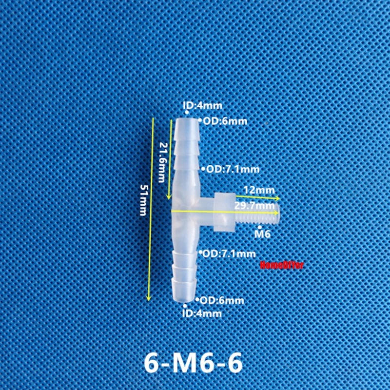 T Piece Joiner 3-Way Plastic Barb Connector | Pipe Hose Male Thread Fitting