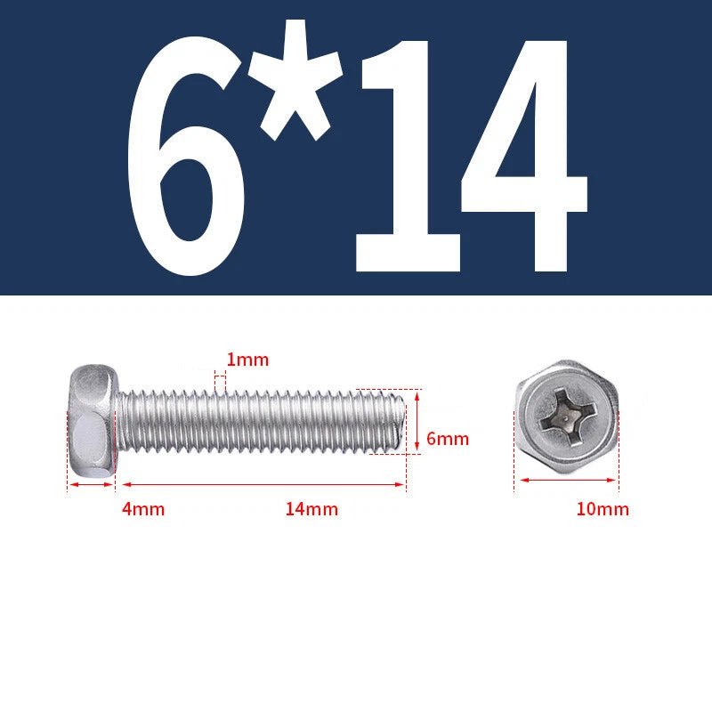 A2 Stainless Steel Hex Head Machine Screws – M3 M4 M5 M6 M8, Fully Threaded (304 Grade) - HomeDIYer