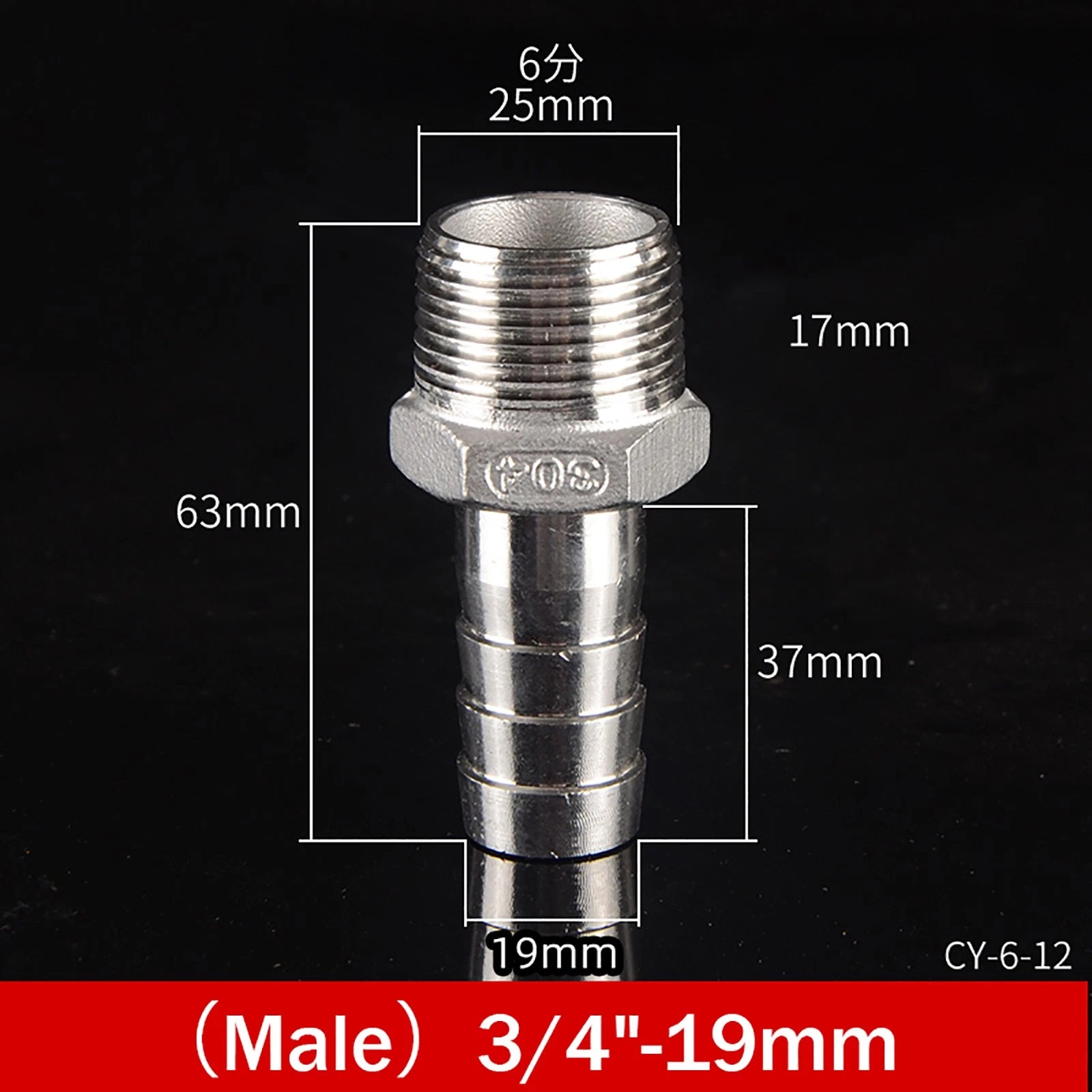 BSP Male Taper Thread x Hose Tail Adapter Fittings — Stainless Steel 304