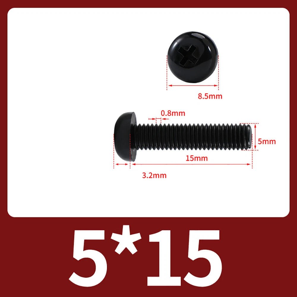 M5 M6 M8 Nylon Phillips Pan Head Machine Screws – Black & White - HomeDIYer
