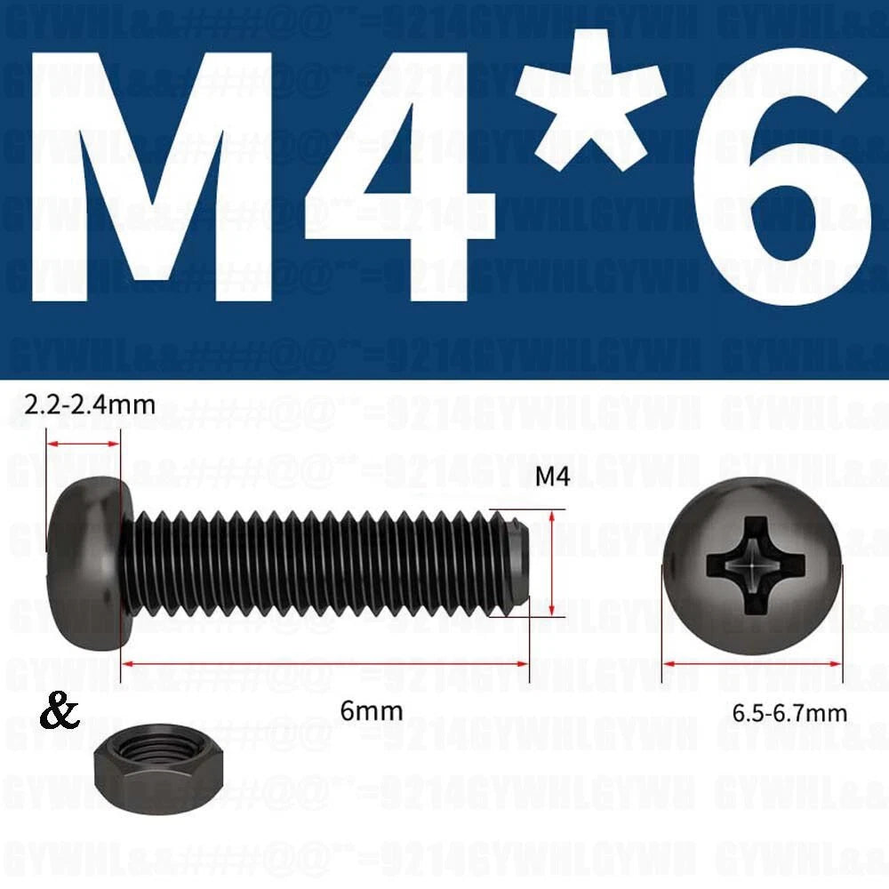 Black Pan Head Phillips Machine Screws + Hex Nuts Set – A2 Stainless Steel, M2 to M10