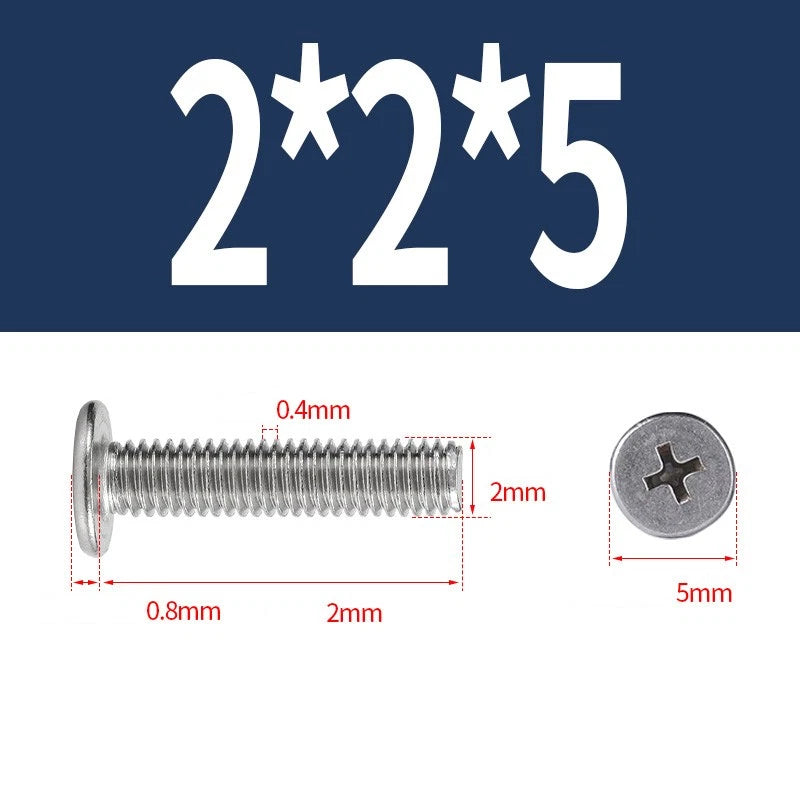 M1–M8 Ultra Thin Flat Head Phillips Machine Screws – A2 Stainless Steel, Fully Threaded