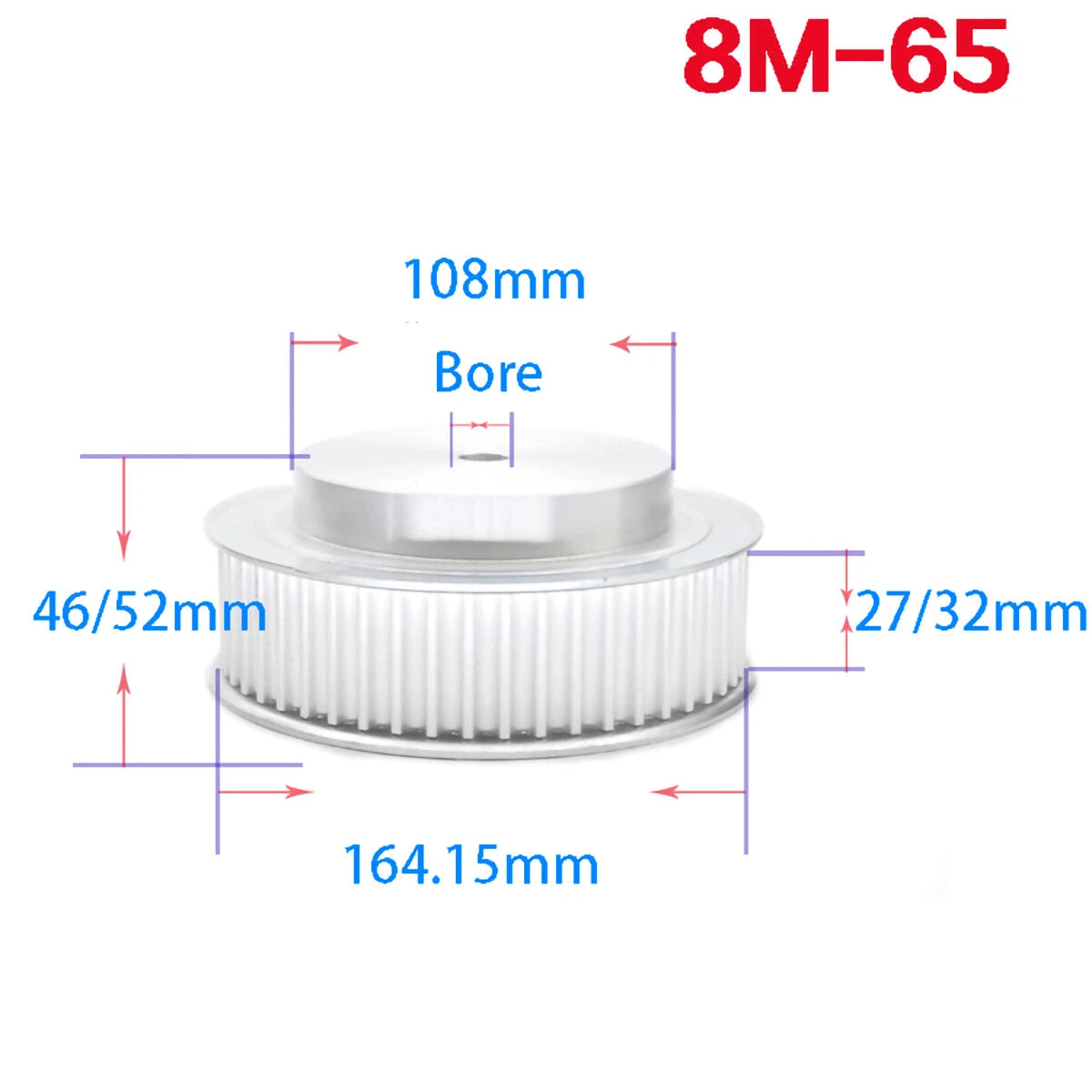 BF-type HTD8M 25mm-30mm Timing Belt Pulley 12 - 72 Tooth for CNC Step Motor