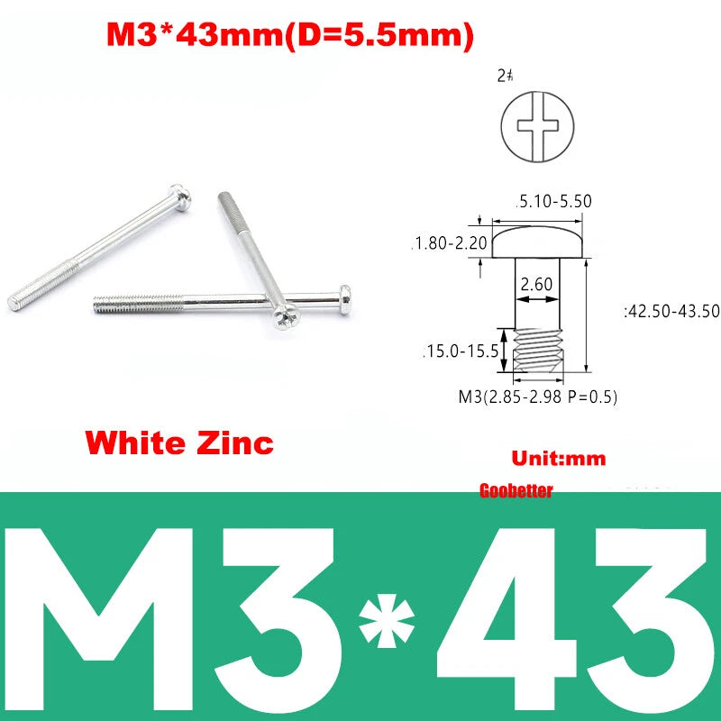 M3 Phillips Pan Head Machine Screws – 3mm to 43mm, Multiple Coatings (100–500 PCS)