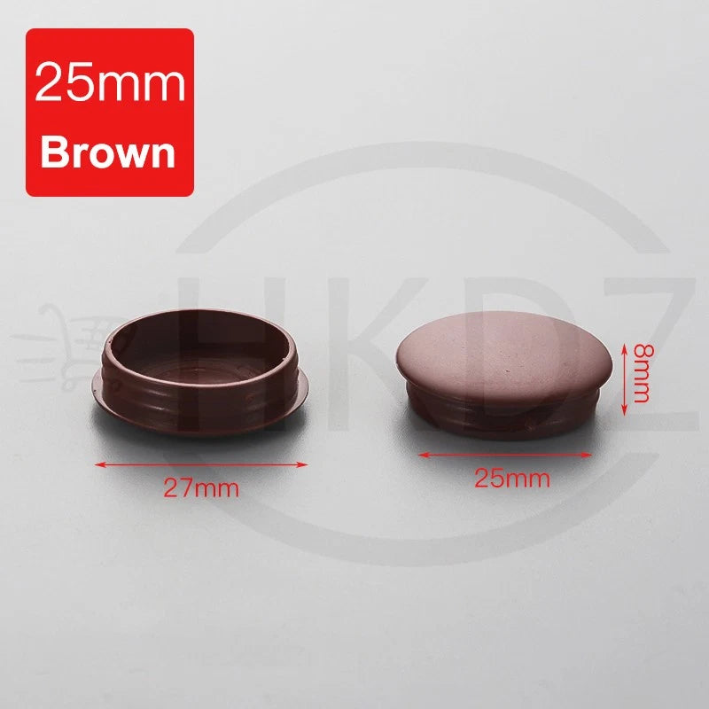 Plastic Screw Caps Covers – 5mm to 40mm Push-in Furniture Hole Plugs, Black, White and Brown