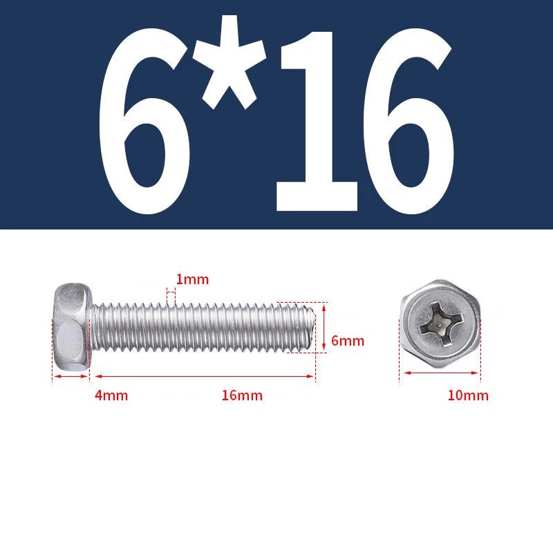 A2 Stainless Steel Hex Head Machine Screws – M3 M4 M5 M6 M8, Fully Threaded (304 Grade) - HomeDIYer