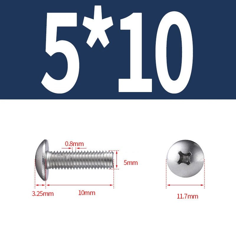 Phillips Button Head Machine Screws — Steel M2 M2.5 M3 M4 M5 M6 - HomeDIYer