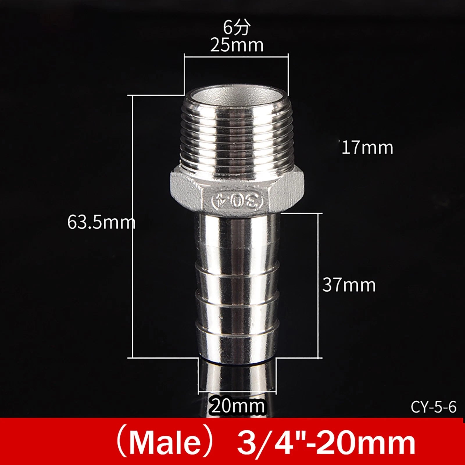 BSP Male Taper Thread x Hose Tail Adapter Fittings — Stainless Steel 304