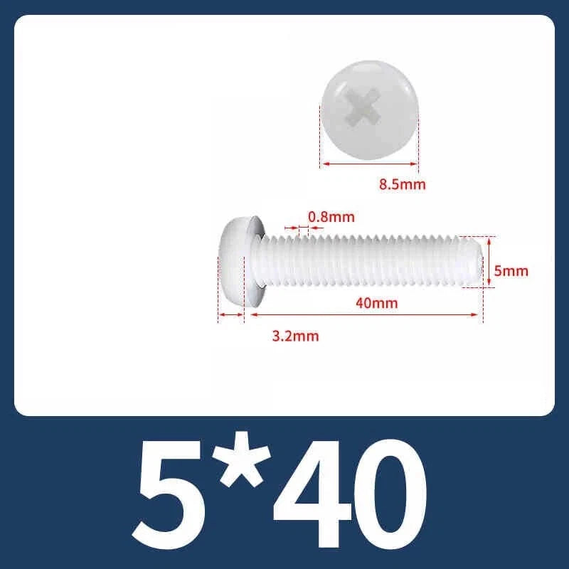 White Nylon Phillips Pan Head Machine Screws – M2 to M8, Non‑Conductive & Corrosion‑Free (PA66)