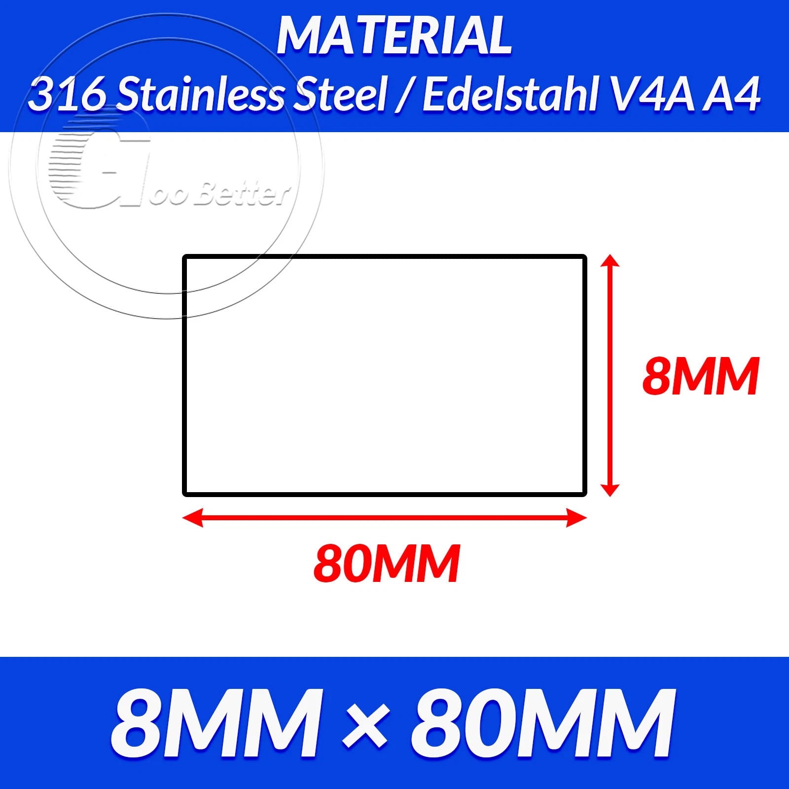 316 A4 Stainless Steel Flat Bar Metal Plate Strip Width 10MM-80MM Length 200MM