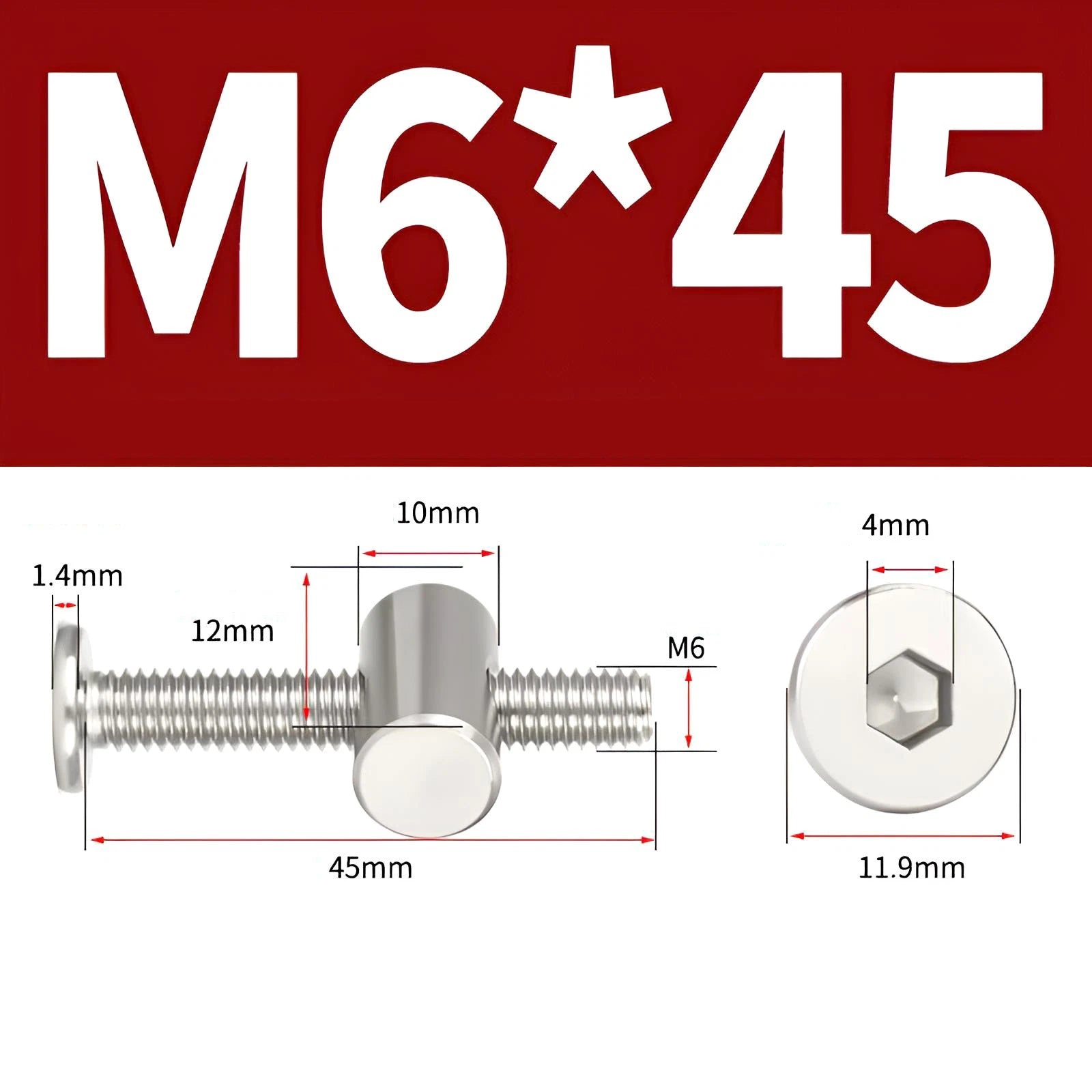 M4 M5 M6 M8 304 Stainless Steel Furniture Connecting Bolts with Barrel Nuts
