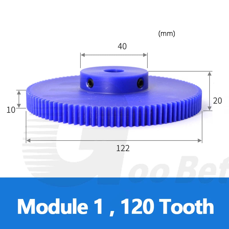Mod 1/1.5/2 Precision Spur Gear Pinion 15-120 Tooth with Step Bore 4-16mm Nylon