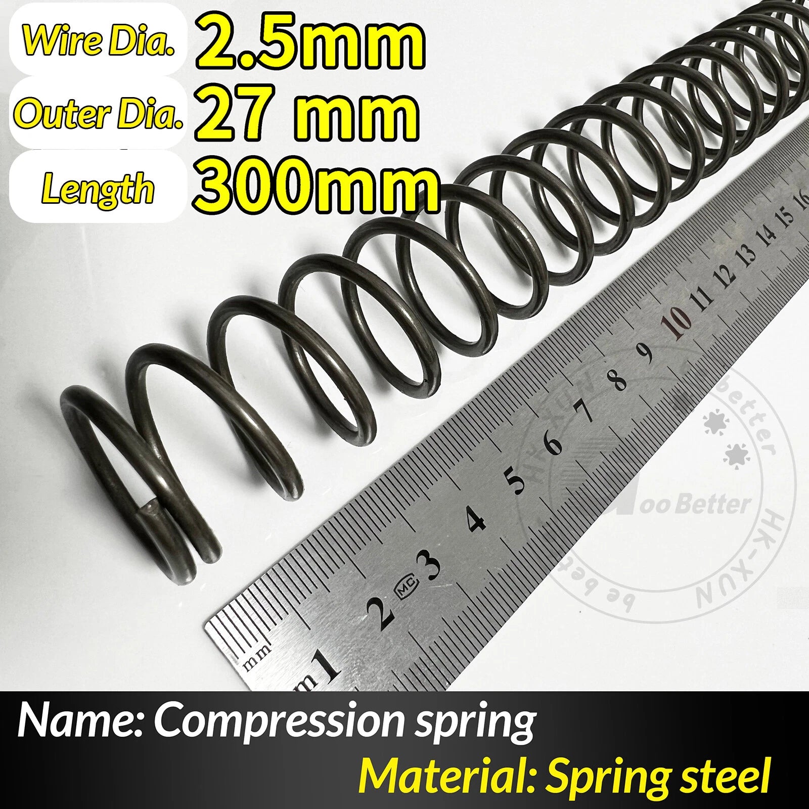 Compression Spring Pressure Springs, Wire Dia 2-3.5mm, OD 10-60mm, Length 300mm