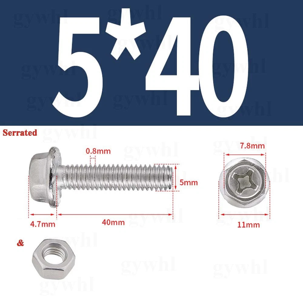 Phillips Hex Flange Bolts with Hex Nuts — Serrated & Smooth, M3–M8