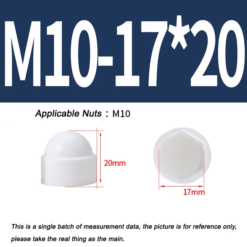 Hex Bolt & Nut Protection Caps – Plastic Hexagonal Screw Covers for M4 M5 M6 M8 M10 to M24 (PE, 5-100 Pack)