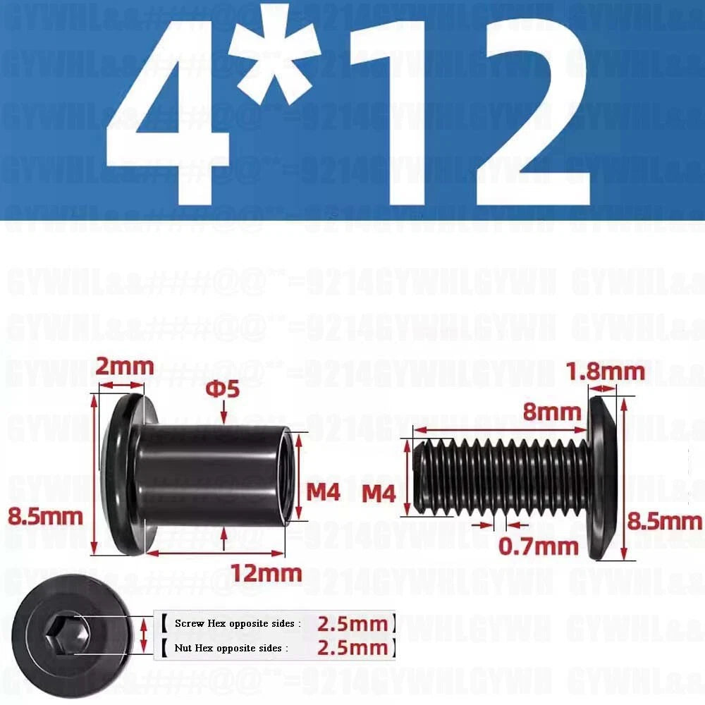 Metric Furniture Connector Bolts with End Cap Nuts — Stainless Steel M2 to M10