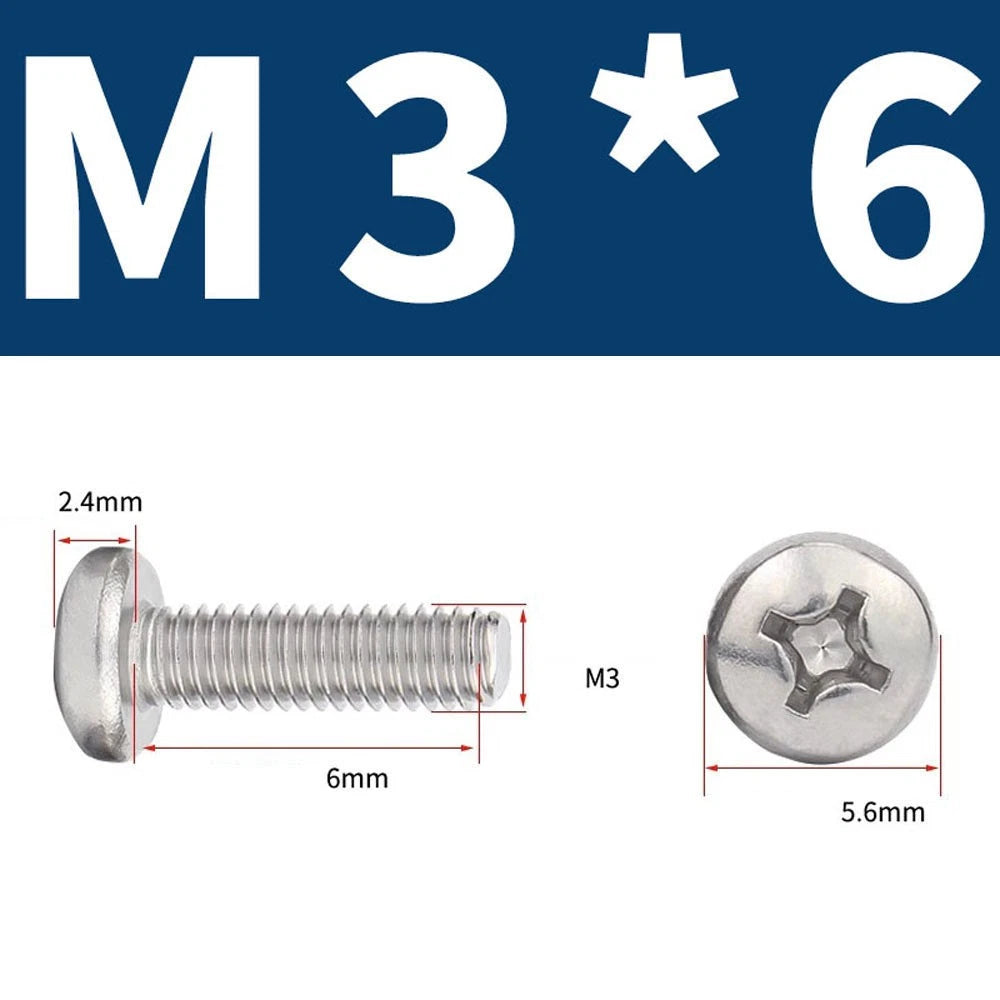 Phillips Pan Head Machine Screws — A4 Marine Grade Stainless Steel, DIN 7985 (M1.6–M10)