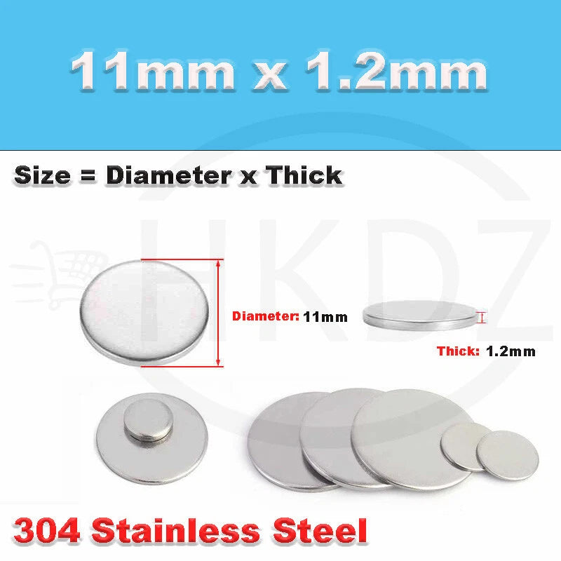 Stainless Steel Blank Round Disc 304 Grade Metal Sheet Plate Ø6-80mm Thick 1-5mm