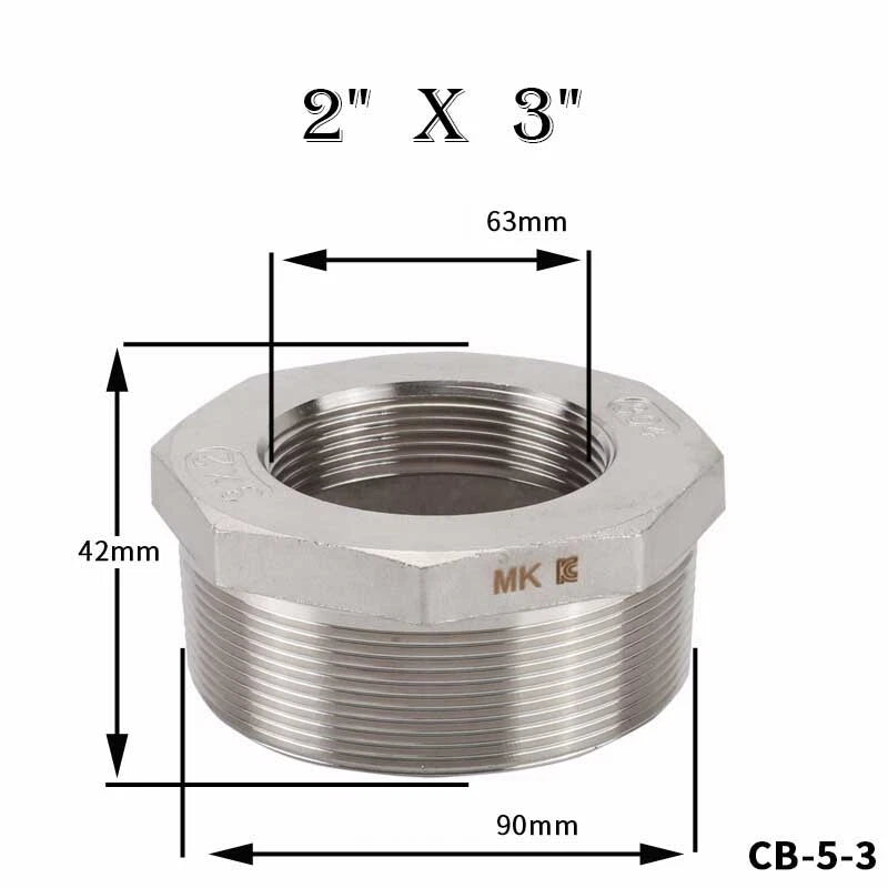 304 Stainless Steel Reducing Bush Adaptor | Male to Female NPT Pipe Fitting