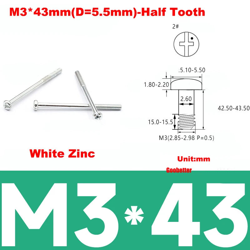 M3 Phillips Pan Head Machine Screws – 3mm to 43mm, Multiple Coatings (100–500 PCS)